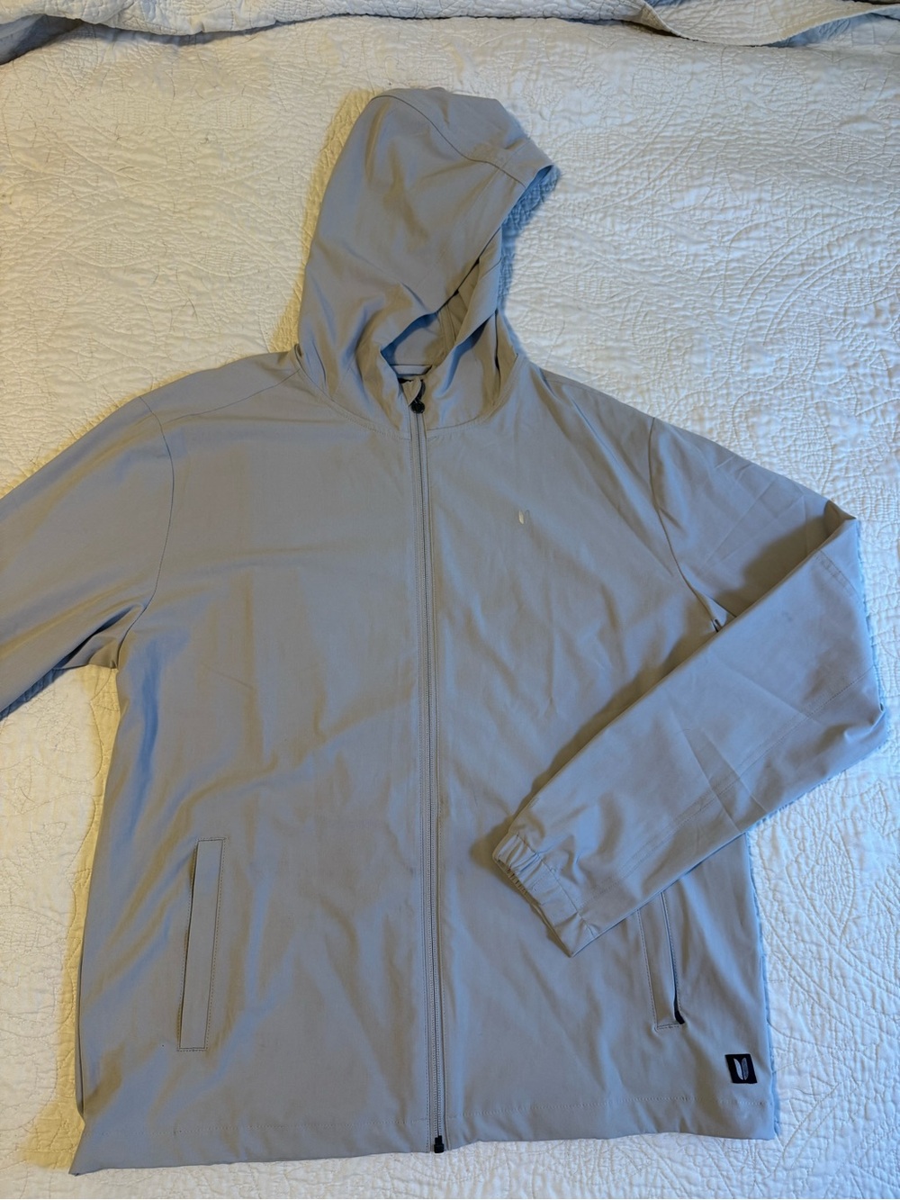 Linksoul Men's Light Grey Stormer Hooded Full-Zip Windbreaker